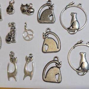 DESTASH:  Silver-Plated Cat Charms